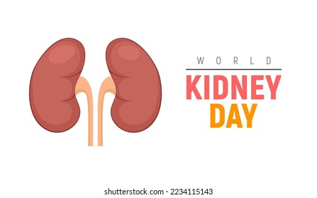 World Kidney Day healthy vector poster. Human kidney health awareness background.