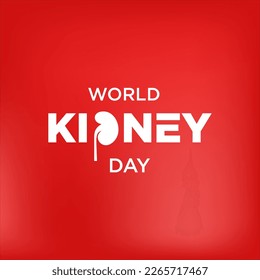 Afiche del Día Mundial del Riñón para un vector saludable. Antecedentes en materia de salud de los riñones humanos