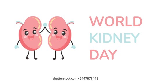 World Kidney Day healthy vector poster. Human kidney health awareness background