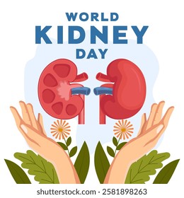 world kidney day illustration in flat style design