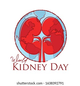 world kidney day. kidneys inside globe wold map flat style vector illustration