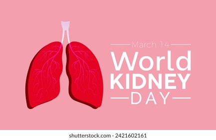 World Kidney Day Observed every year of March 14, Medical Awareness Vector banner, flyer, poster and social medial template design.