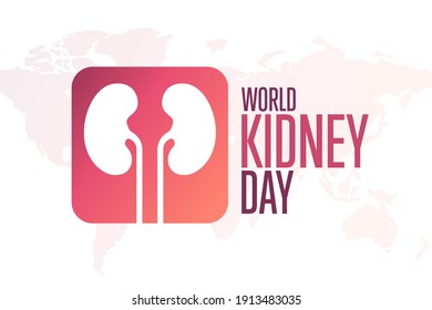World Kidney Day. Second Thursday in March. Holiday concept. Template for background, banner, card, poster with text inscription. Vector EPS10 illustration