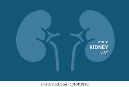 World kidney day and kidney shape on a blue template