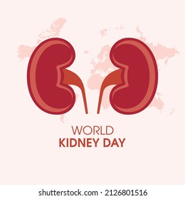 World Kidney Day vector. Human kidneys icon vector. Celebrated on the second Thursday in March. Important day