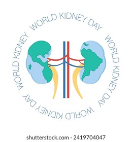 World Kidney Day. Vector illustration about kidney care. Medical poster or logo