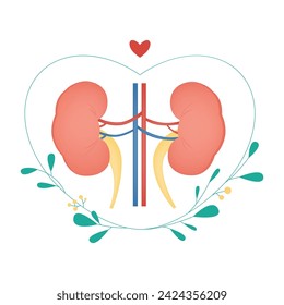 In: World Kidney Day. Vektor-Illustration über Nierenpflege. Medizinisches Poster oder Logo