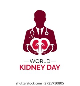 Ilustración vectorial del Día Mundial del Riñón. Médicos de atención renal hospitalaria con estetoscopios, liderando la lucha contra las enfermedades renales. Cartel de Anuncio, volante y Plantilla de diseño de fondo.