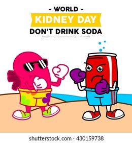 World Kidney Day Vector Illustration. Kidney mascot illustration. Kidney health campaign poster template.