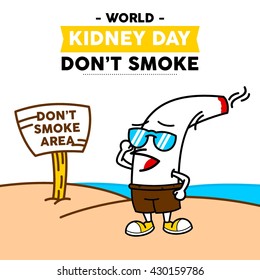 World Kidney Day Vector Illustration. Kidney mascot illustration. Kidney health campaign poster template.