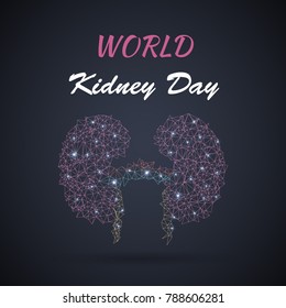 World Kidney Day Vector Illustration in low poly style. Great for greeting card, poster and banner. Future science technology polygonal geometric background.