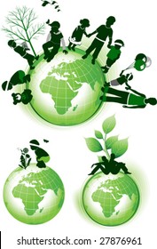 World kids. Global community. All elements and textures are individual objects. Vector illustration scale to any size.