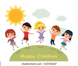 World kids. Vector flat illustration
