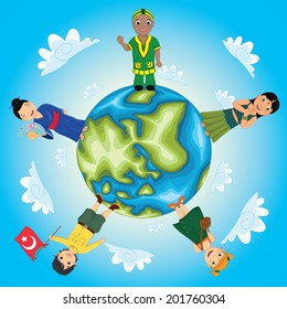 World Kids Vector Illustration