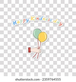 World Kindness Day design element, PNG background sticker for Kindness Day, balloons in hand