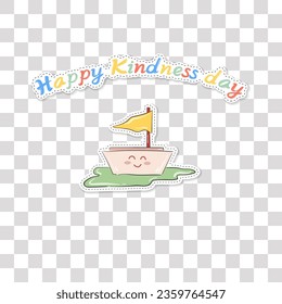World Kindness Day design elements, sticker png background for Kindness Day, paper boat in the water