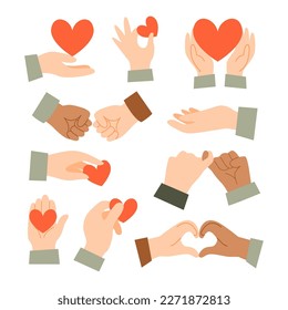 World Kindness Day with Diversity Hands Cartoon Collection Set