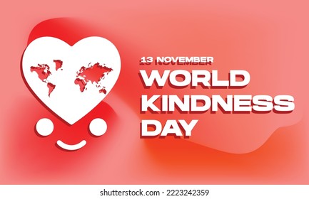 World Kindness Day with Heart Love, Smile, and Gradient Mesh Background Vector Illustration. Editable. For Poster, Banner, Card Invitation, Social Media