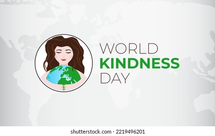 World Kindness  Day Illustration Background with Woman and Earth 