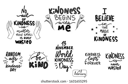 World kindness day, Random acts of kindness, lettering set