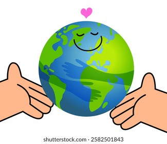 World kindness day. Random acts of kindness day emblem. Caring, responsibility, altruism of people. PLANET EARTH with text. Vector illustration. Global earth. Ecology theme. 