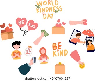 world kindness day set collection flat icon
