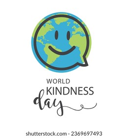 World kindness day, smiling face and heart - design template.