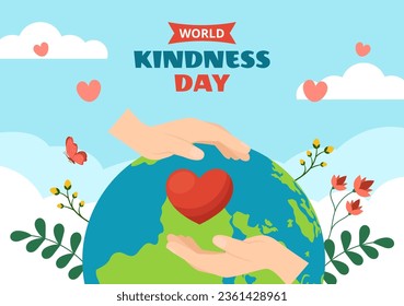 World Kindness Day Social Media Background Flat Cartoon Hand Drawn Templates Illustration