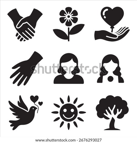world kindness day vactor art icon pack silhouette bandle banner icon set and white backgrount sampol disign