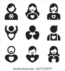Día Mundial de la Bondad Arte vectorial Icono Pack Silhouette Icono Set Anuncio de la venda