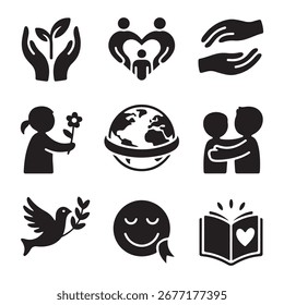 world kindness day vector art icon pack silhouette icon set bandle banner