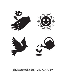 Día Mundial de la Bondad Arte vectorial Icono Pack Silhouette Icono Set Anuncio de la venda