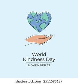 World Kindness Day vector design template good for celebration usage. World Kindness Day design. Continuous line drawing. eps 10.