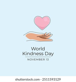 World Kindness Day vector design template good for celebration usage. World Kindness Day design. Continuous line drawing. eps 10.