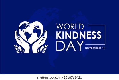 World Kindness Day Vektor Illustration mit Herzen und helfenden Händen beobachtet am 13. November. World Kindness Day Blue Hintergrund Illustration, verwenden, um Hintergrund, Banner, Plakat, Karte und Poster .