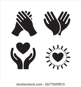 Arte vectorial de la amabilidad del mundo Ico Pack Silhouette Icon Set bandle Anuncio negro y blanco backgrount