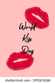 World kiss day. Template for card, poster, flyer, print. Vector illustration.