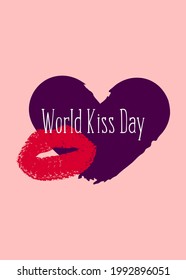 World kiss day. Template for card, poster, flyer, print. Vector illustration.