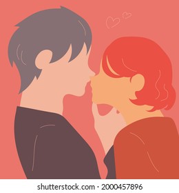 World Kissing day. Easy to edit template for typography poster, banner, sticker, flyer, badge, t-shot, etc. Couple of lovers. Kiss of a guy and a girl. Valentine's Day. Couple flat design.