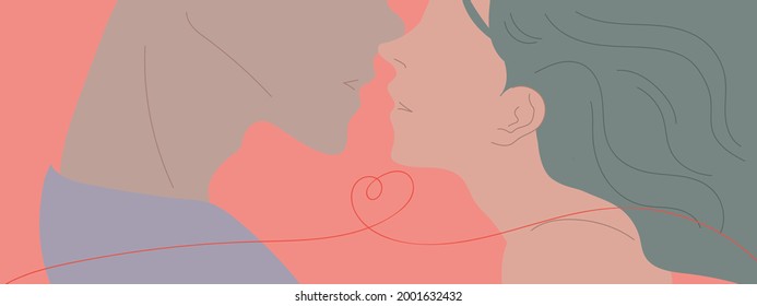 World Kissing day. Easy to edit template for poster, banner, sticker, flyer, badge, t-shot, etc. Couple of lovers. Kiss of a guy and a girl. Valentine's Day. Couple flat design.