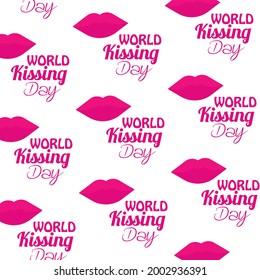 World Kissing Day greeting card and seamless pattern background