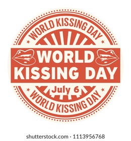 World Kissing Day,  July 6, rubber stamp, vector Illustration