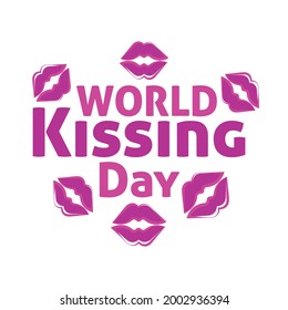 World Kissing Day lettering and white background. Vector illustration
