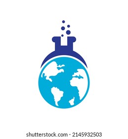 World lab logo template illustration. Globe lab logo icon design.