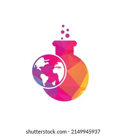 World lab logo template illustration. Globe lab logo icon design.	
