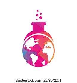 World lab logo template illustration. Globe lab logo icon design.