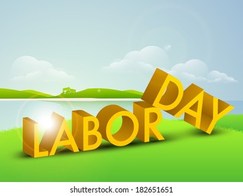 World labor day concept with shiny yellow text Labor Day on nature background. 