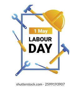 World labor day, vector cartoon frame