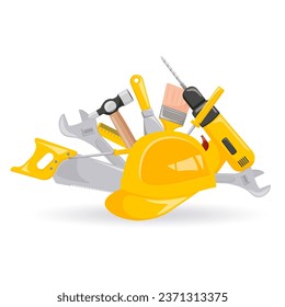 Weltarbeitstag, Vektordesign-Illustration. Banner des Internationalen Arbeitstags mit Werkzeugen. Vektorgrafik