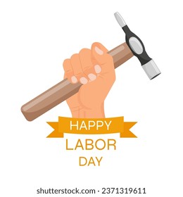 Ilustración del diseño de vectores del Día Mundial del Trabajo. Manos con una herramienta de trabajo. Ilustración del vector